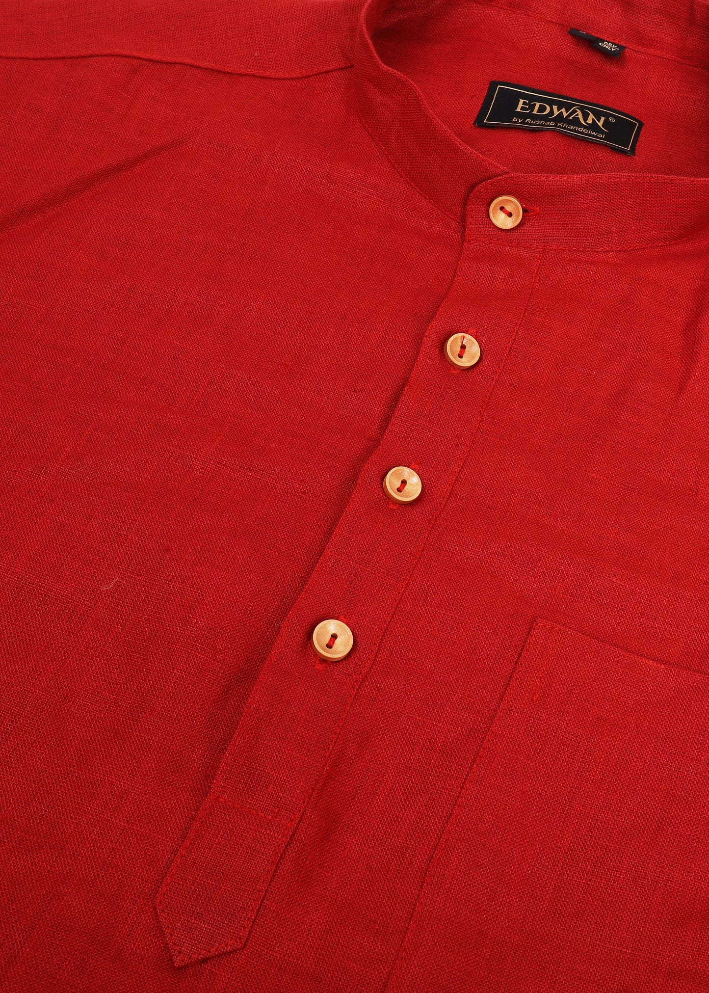 Red Linen Short Kurta