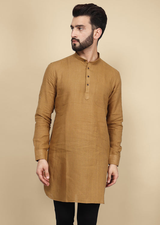 Brown Linen Kurta