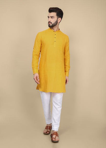 Mustard Linen Kurta