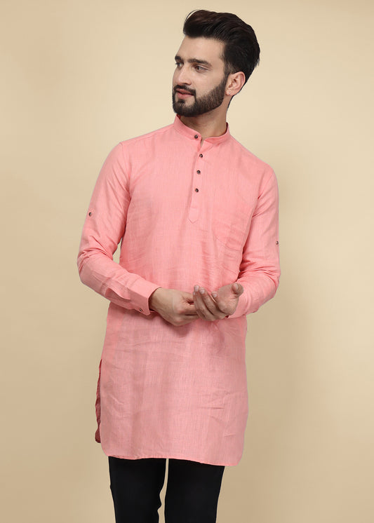 Peach Linen Kurta