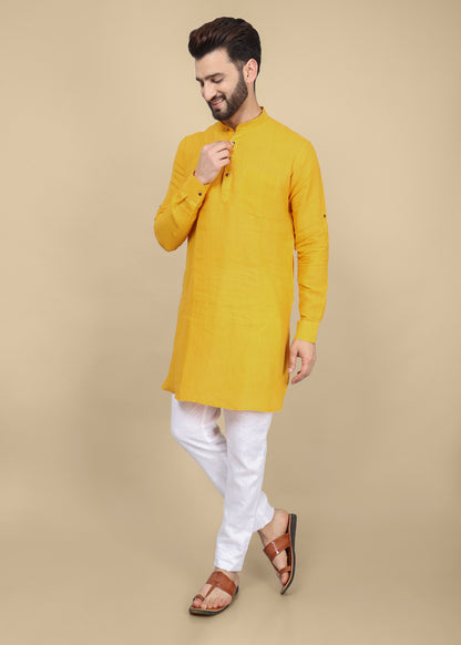 Mustard Linen Kurta