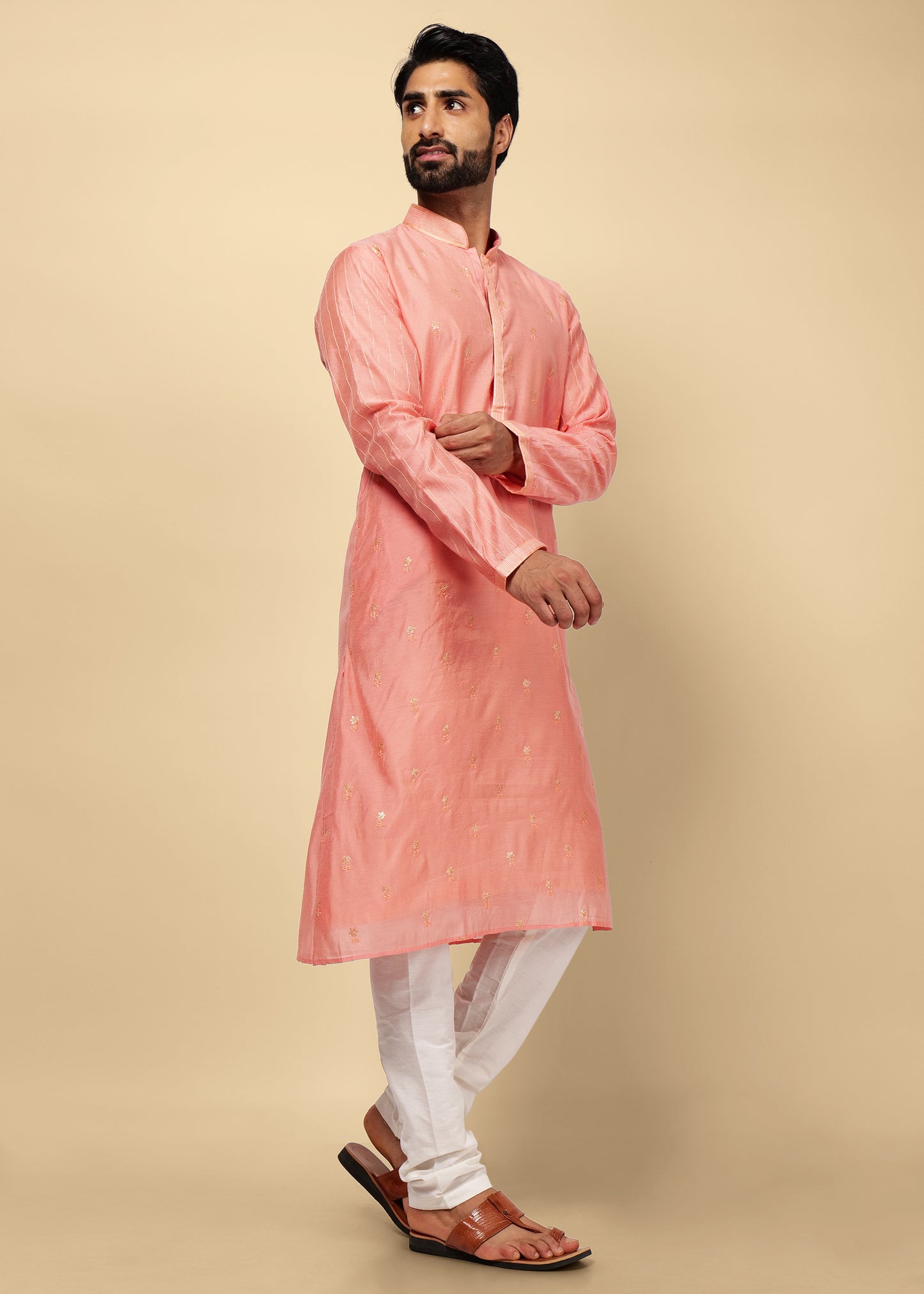 Peach Silk Kurta Set