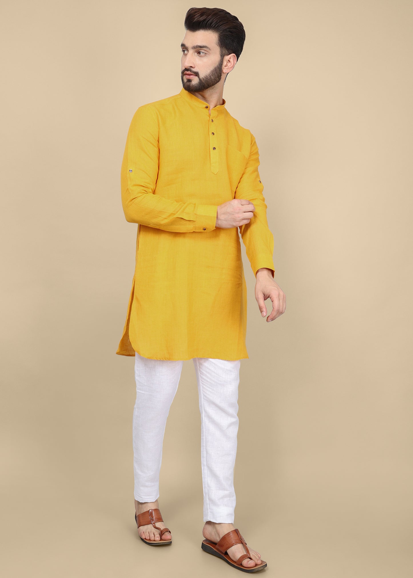 Mustard Linen Kurta