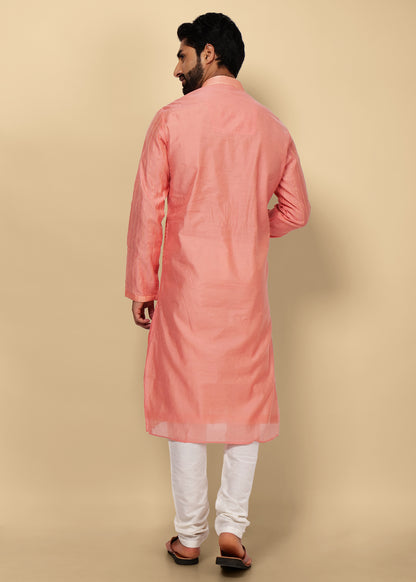 Peach Silk Kurta Set