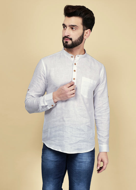 White Linen Short Kurta