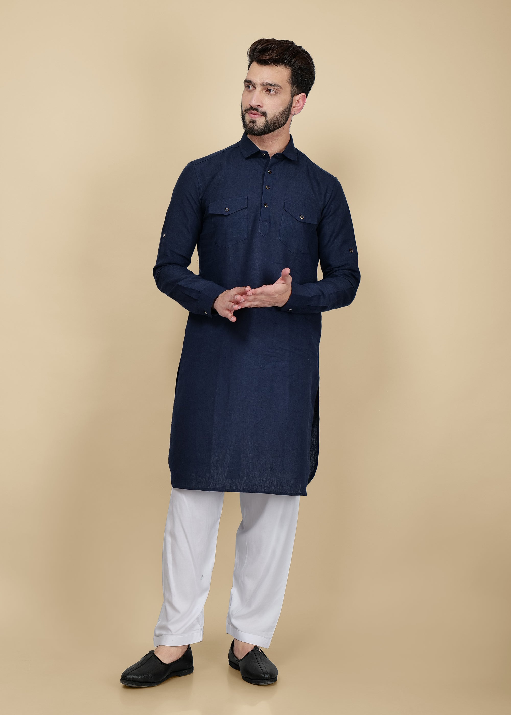 PATHANI KURTA WITH PATIALA PANT EDWAN by Rushab Khandelwal