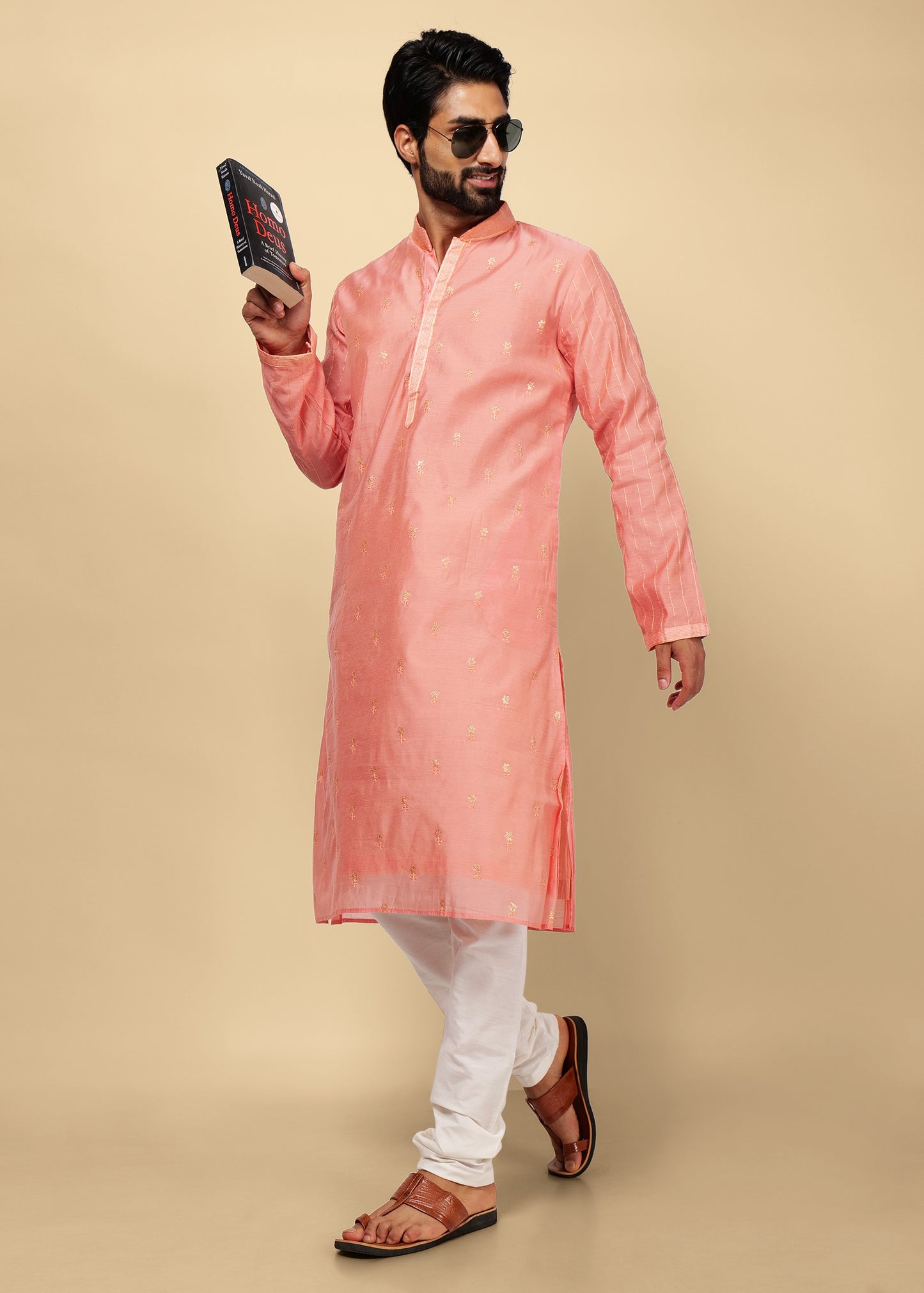 Peach Silk Kurta Set