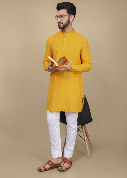 Mustard Linen Kurta