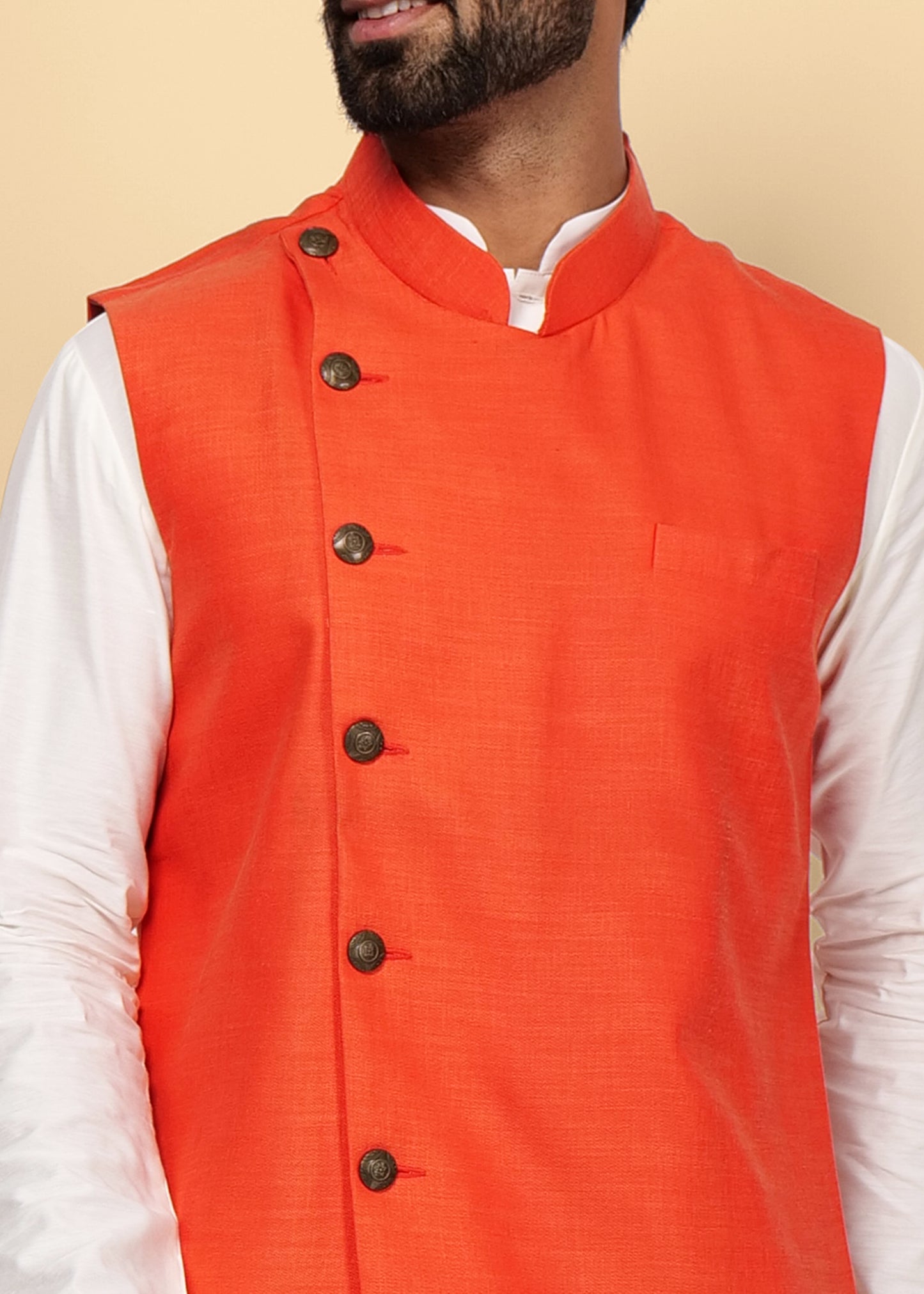 Orange Designer Nehru Jacket