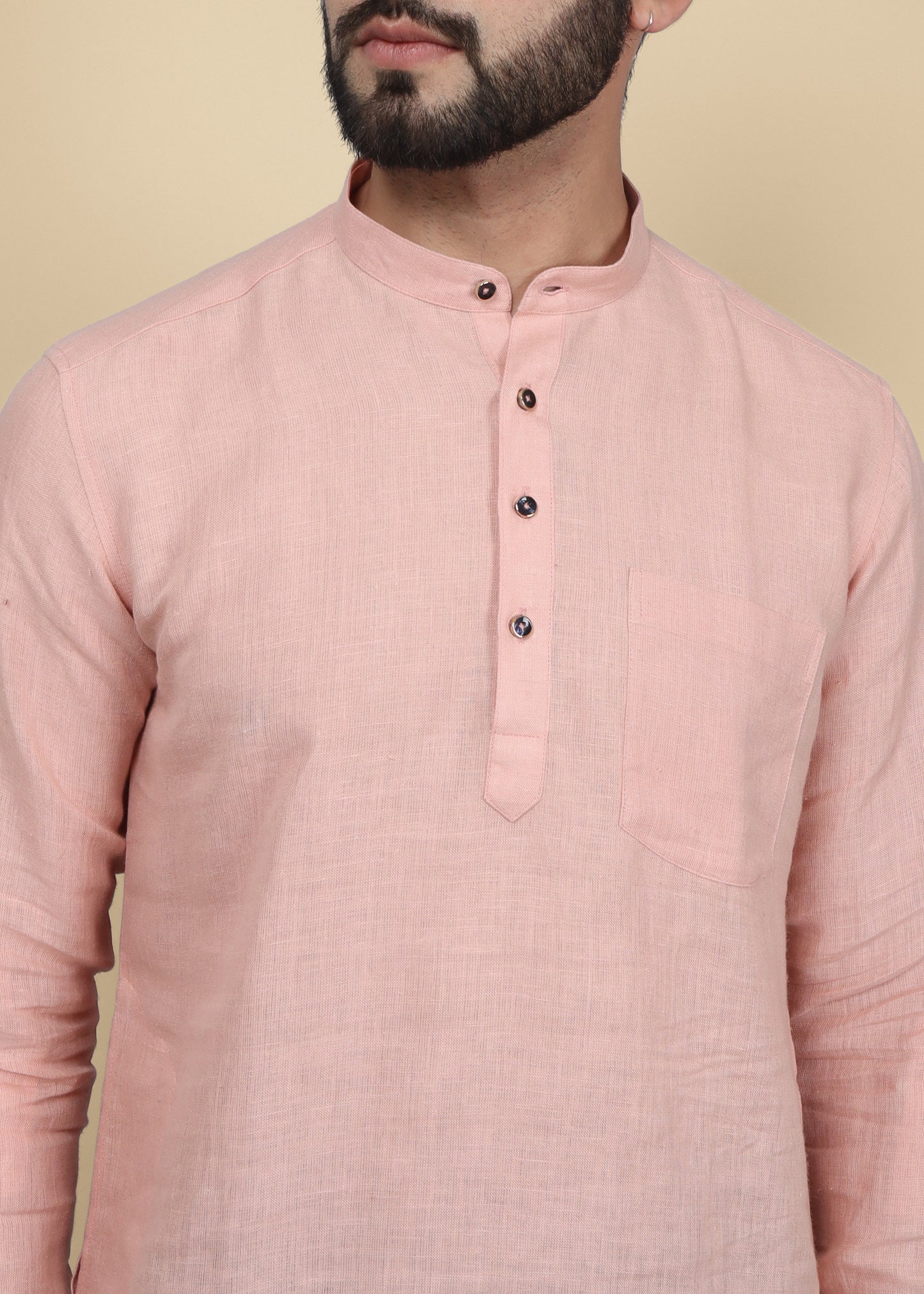 Onion Pink Linen Kurta