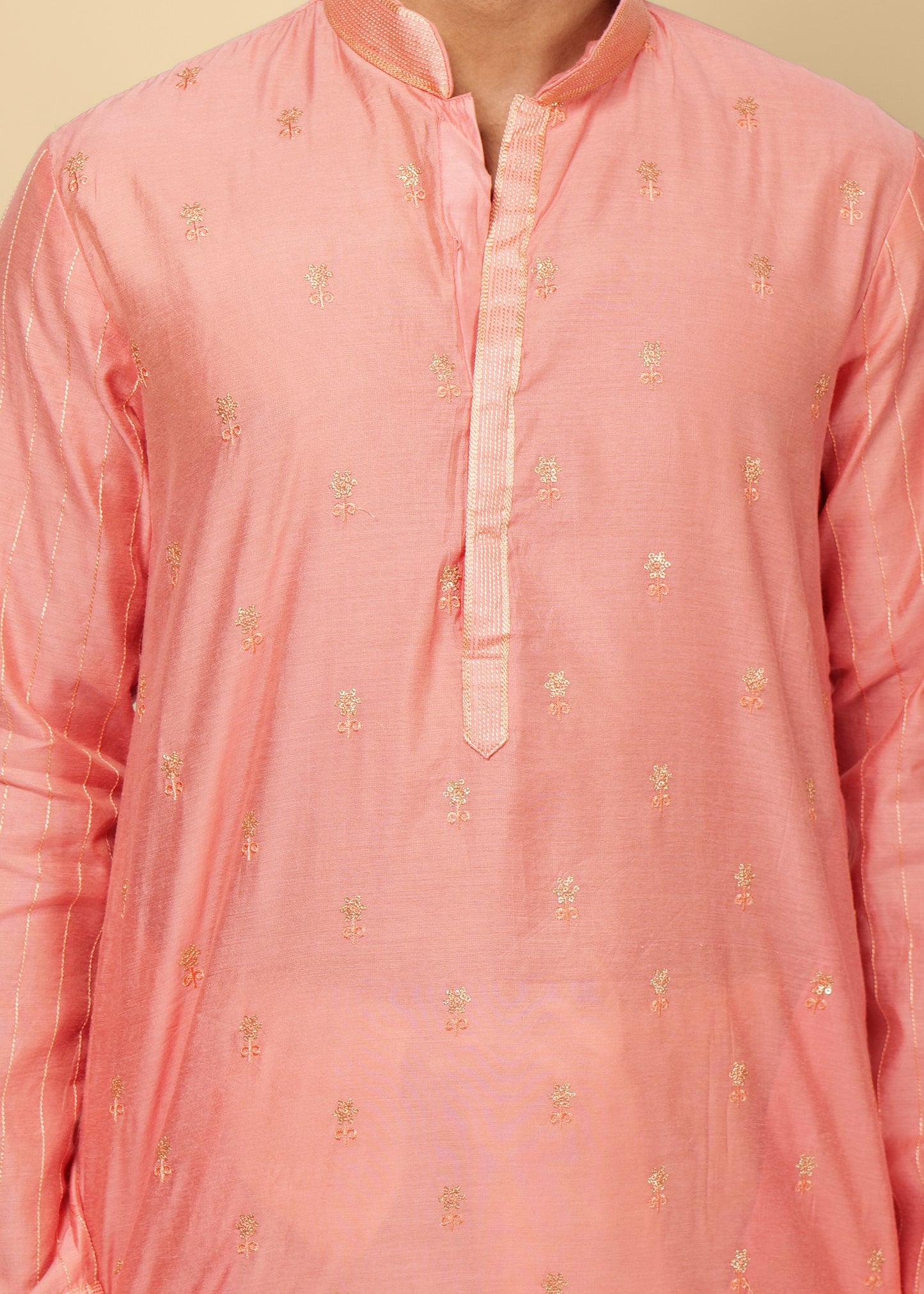 Peach Silk Kurta Set