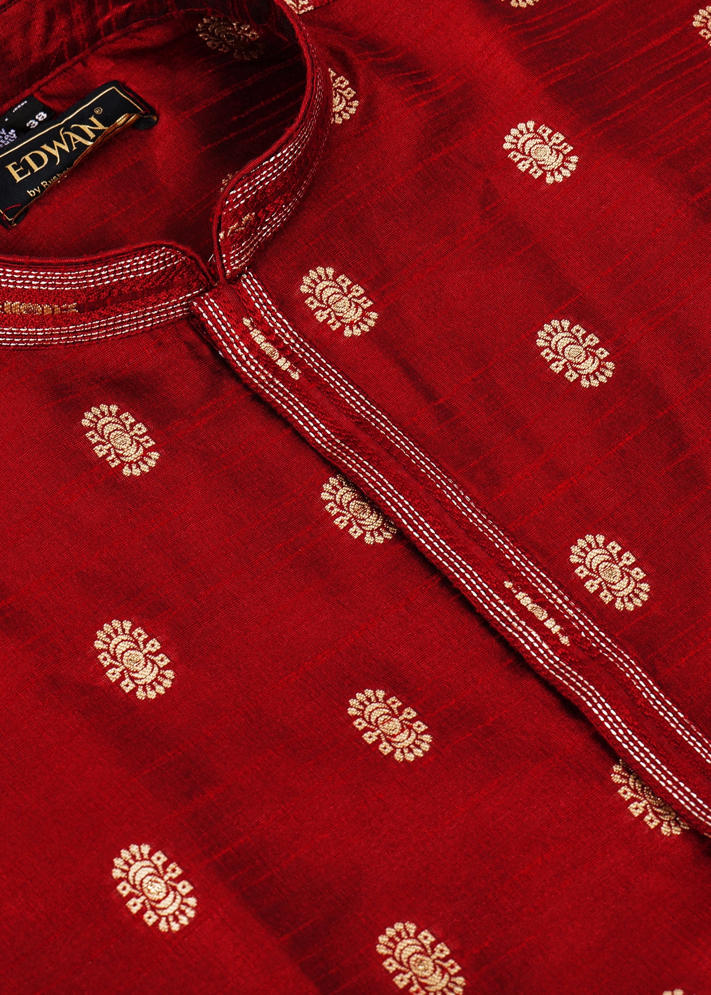 Maroon Motif Printed Silk Kurta Set