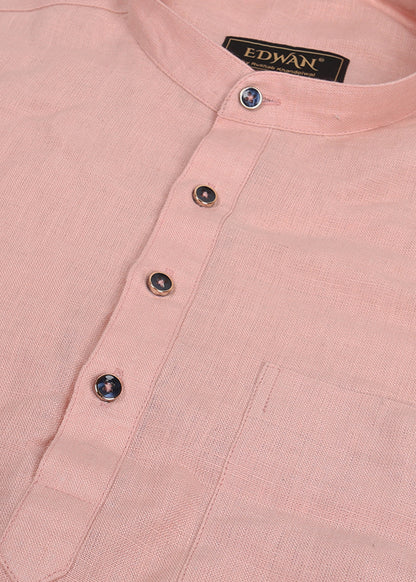 Onion Pink Linen Kurta