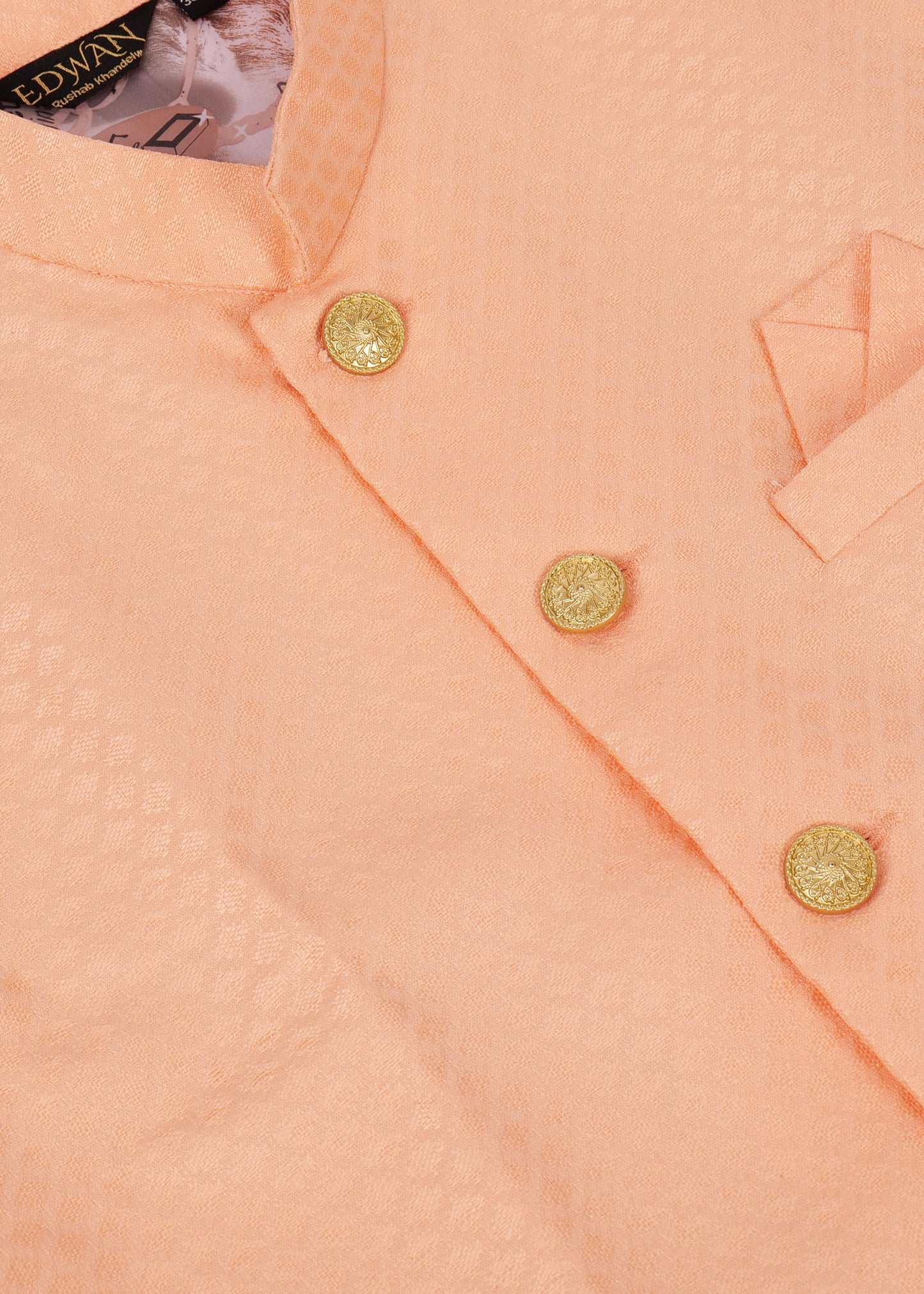 Peach Self Design Nehru Jacket